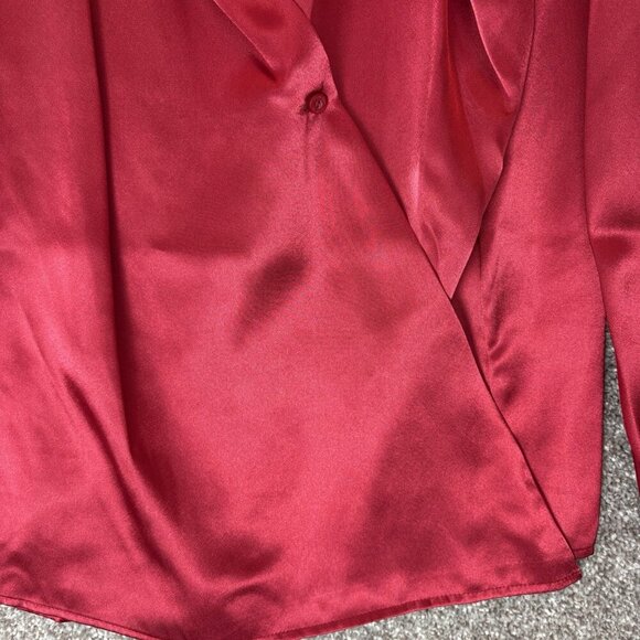 Calvin Klein Women's Satin Blouse Plus Size 2X Red Wrap Front V-Neck NWT $89 - Picture 3 of 15